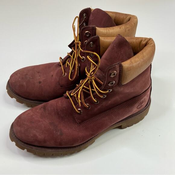 Timberland Men's Waterproof Burgundy Tan Leather Boots Primaloft Size 10.5M - Picture 2 of 15
